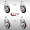 Service Caster 5 Inch SS Maroon Polyurethane Swivel 12mm Threaded Stem Caster Set Brake SCC SCC-SSTS20S514-PPUB-MRN-TLB-M1215-4 - alternate 4